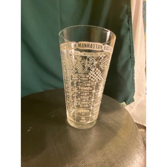 Vtg Federal Glass 6 inch tall Cocktail Recipes Glass Tumbler Mixology VGUC - Picture 10 of 14